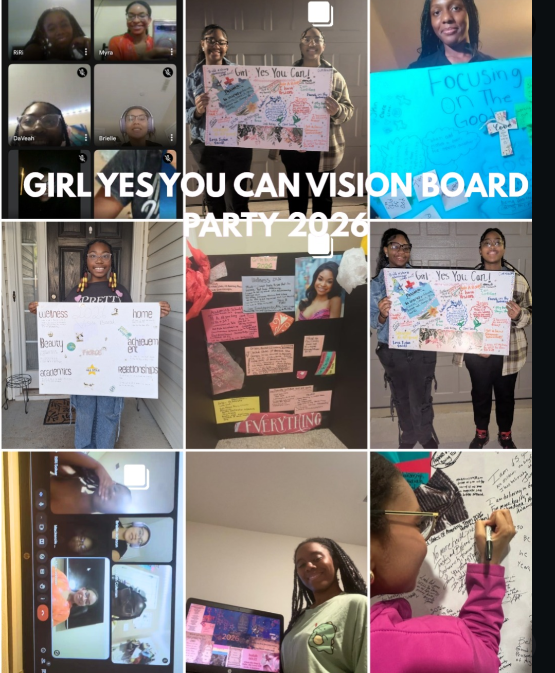 Girl Yes You Can virtual vision board party collage