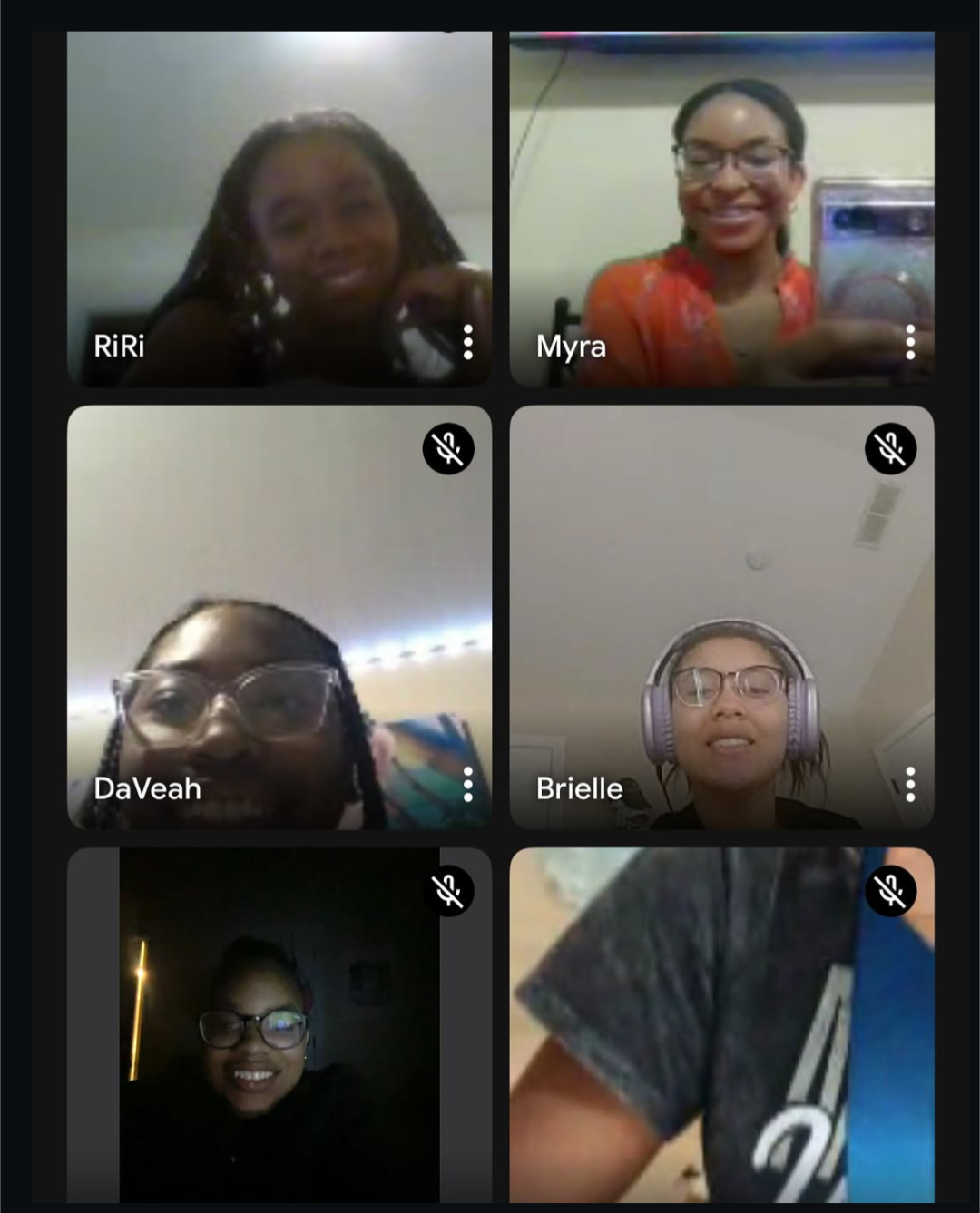 Girls connecting on the national virtual vision board party call